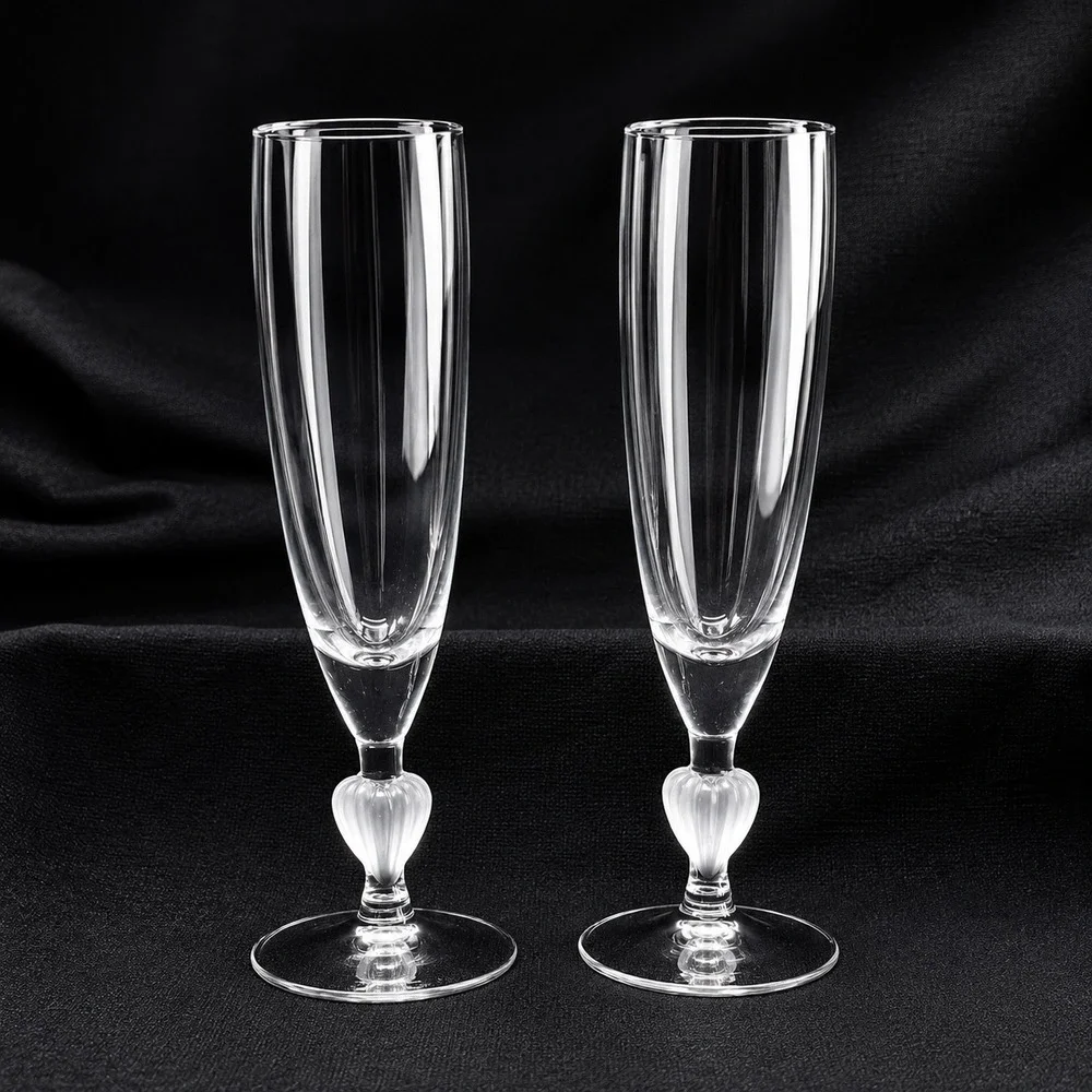 2 Marquis Waterford Sweet Memories Gold Trim Heart Stem Toasting Flutes Set of 2 - Picture 5 of 9